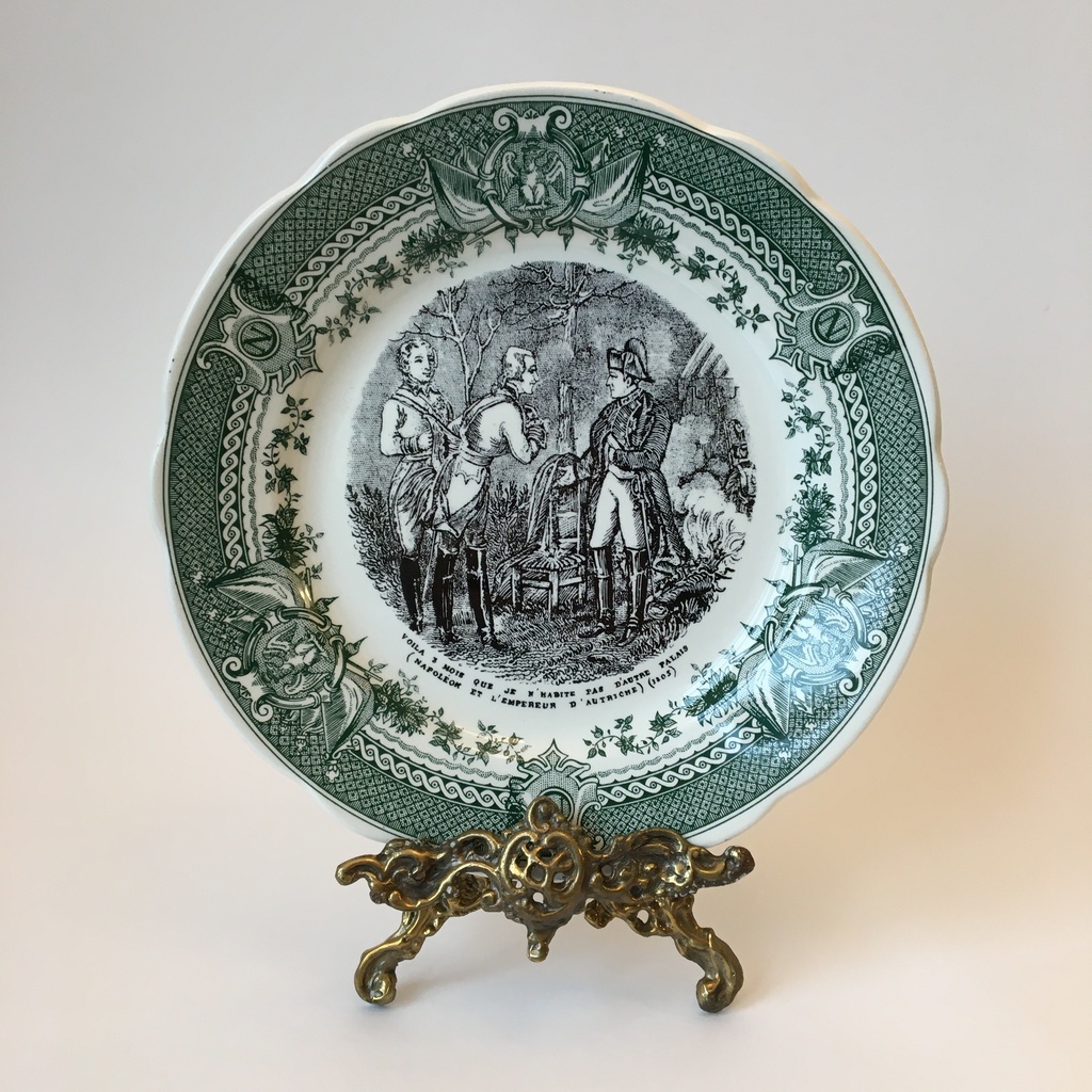 Тарелка пирожковая "Наполеон с императором Австрии 1805 год" Sarreguemines Франция 1900-е фаянс 18 см