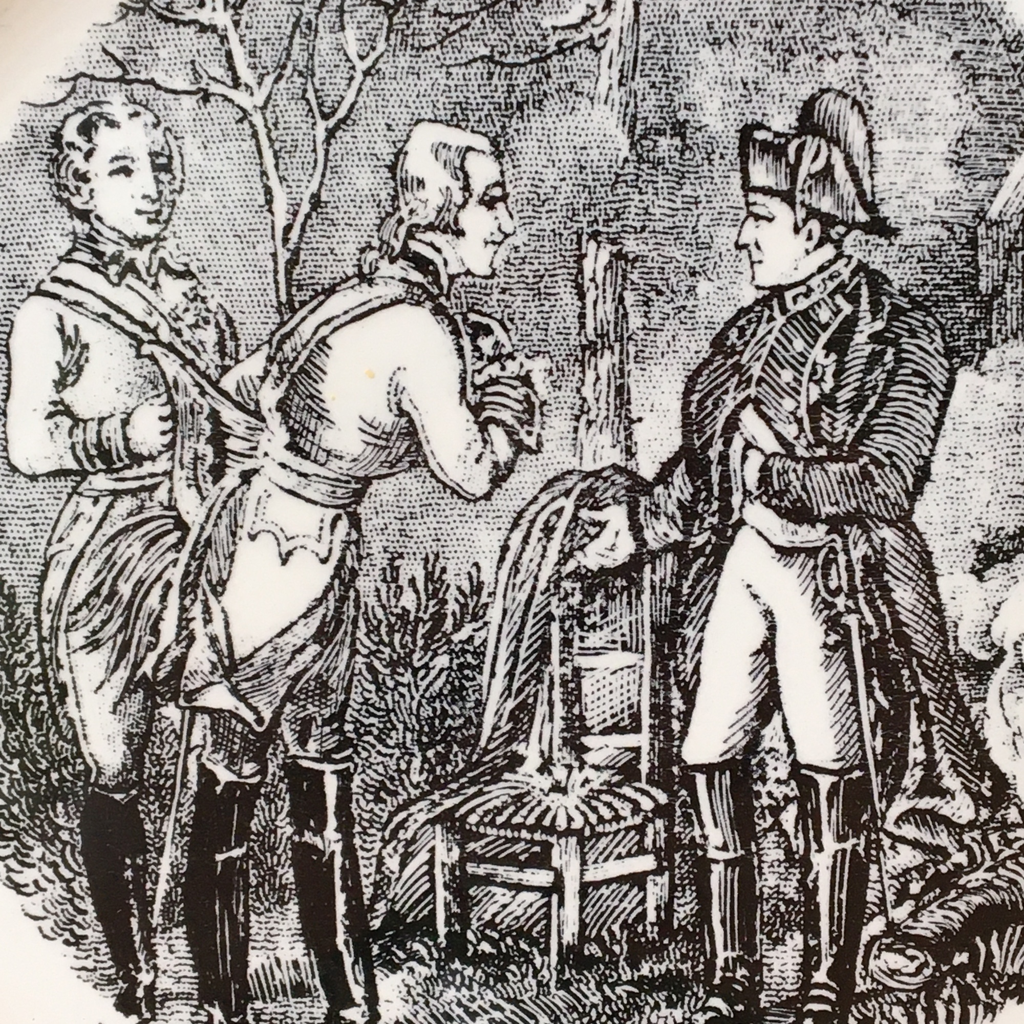 Тарелка пирожковая "Наполеон с императором Австрии 1805 год" Sarreguemines Франция 1900-е фаянс 18 см