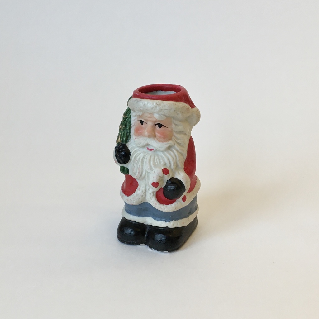 Подсвечник миниатюрный "Санта-Клаус с Ёлкой" Европа фарфор 8 см арт 1604
