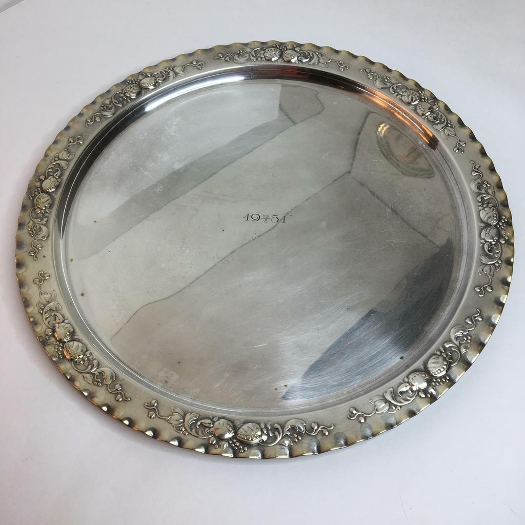 Поднос серебрение с гравировкой 35 см арт 152