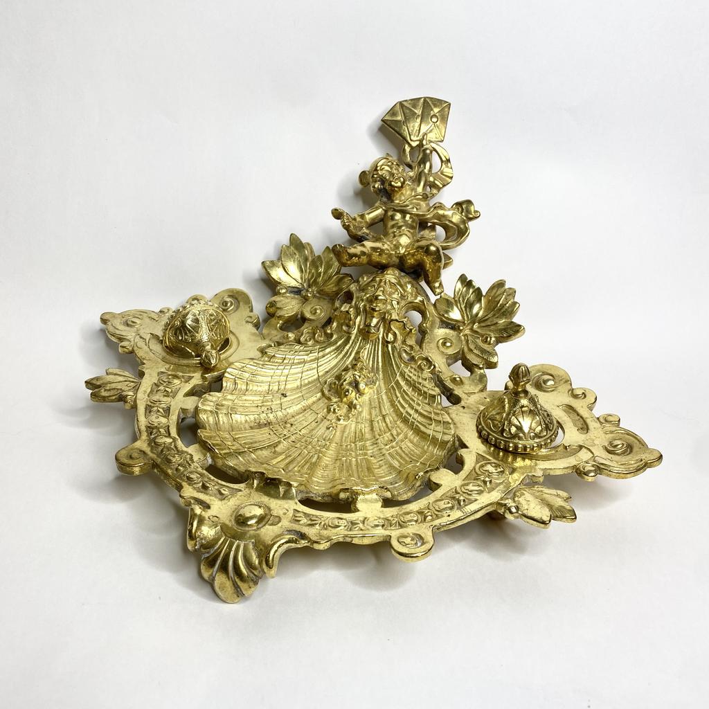 Антикварная бронзовая чернильница Франция 19 век Арт 347