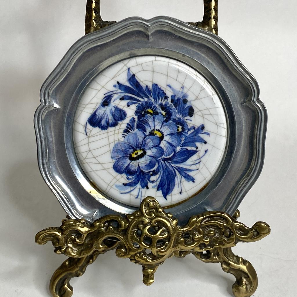 Декоративная тарелочка «Цветы» олово Германия 10 см Арт  468