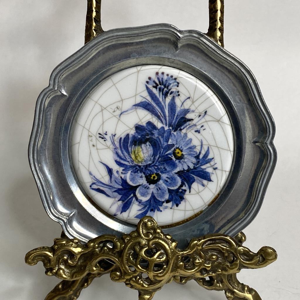 Декоративная тарелочка «Цветы» олово Германия 10 см Арт 469