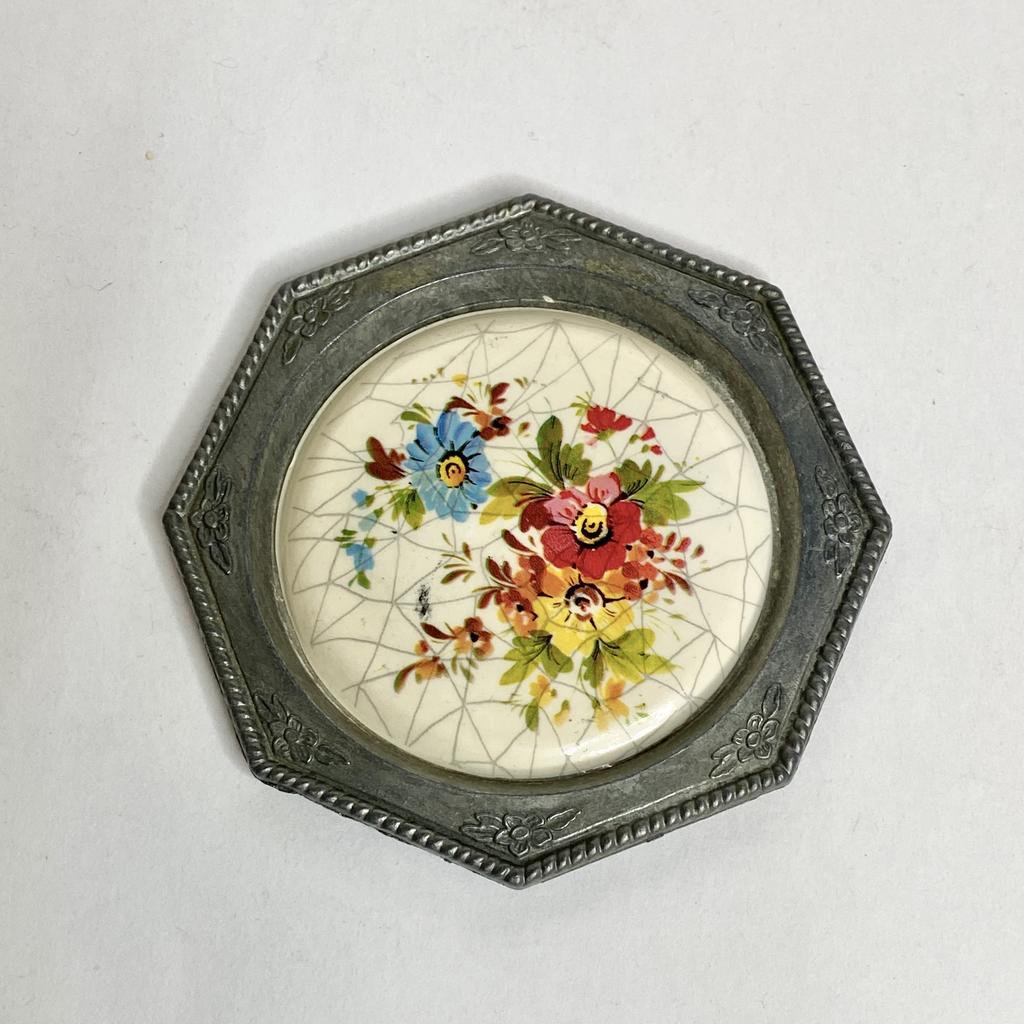 Декоративная тарелочка «Цветы» олово Германия 10 см Арт  665