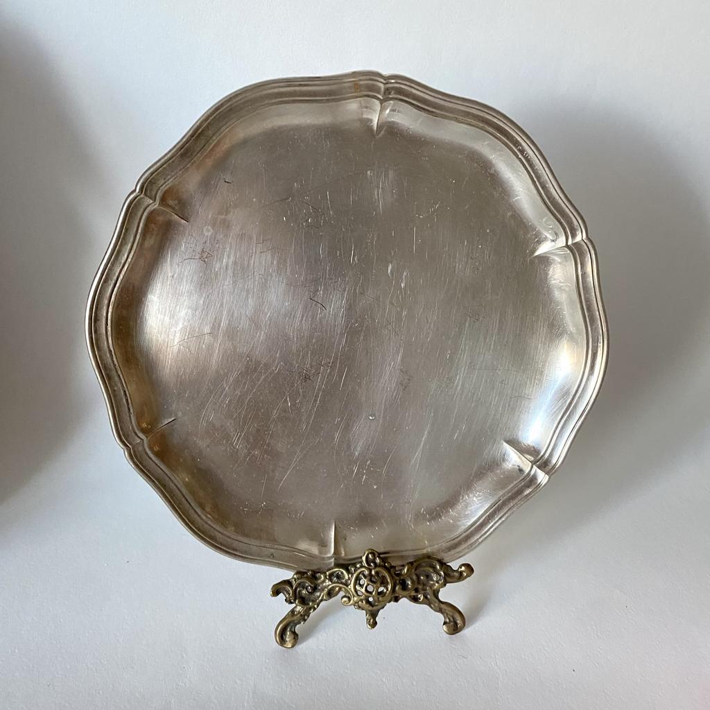 ✨Круглый поднос с волнистым краем серебрение 24 см Арт 1721