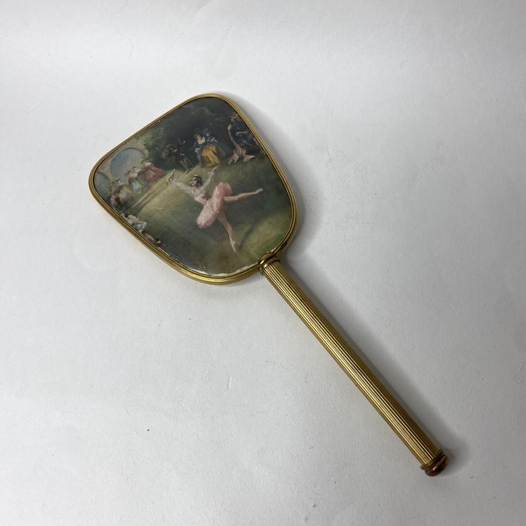 ✨Винтажное зеркало с ручкой латунь Арт 1844