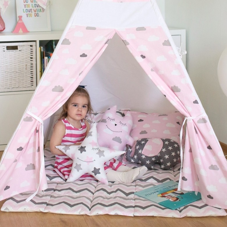 Игровой коврик "Розово-серый зигзаг" 110*110см/130*130см