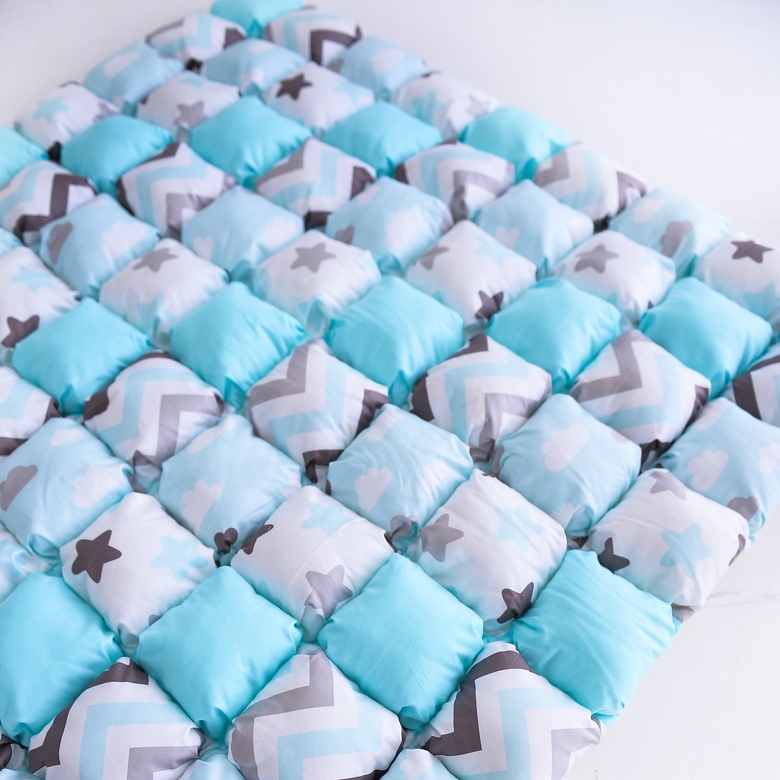 Игровой коврик-бомбон "Серо-голубой" 110*110см/130*130см