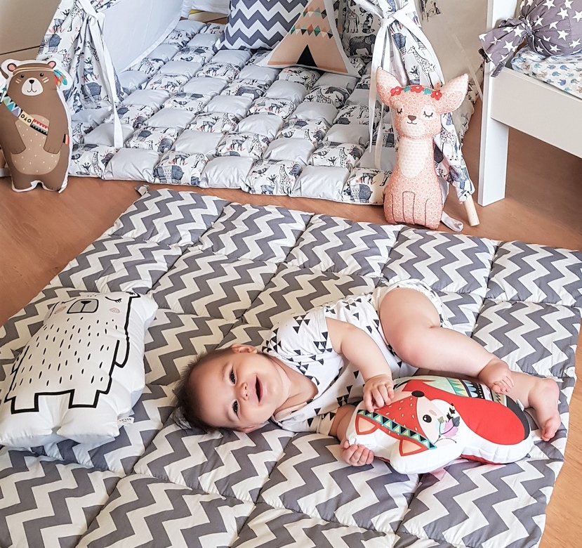 Игровой коврик "Серый зигзаг" 110*110см/130*130см