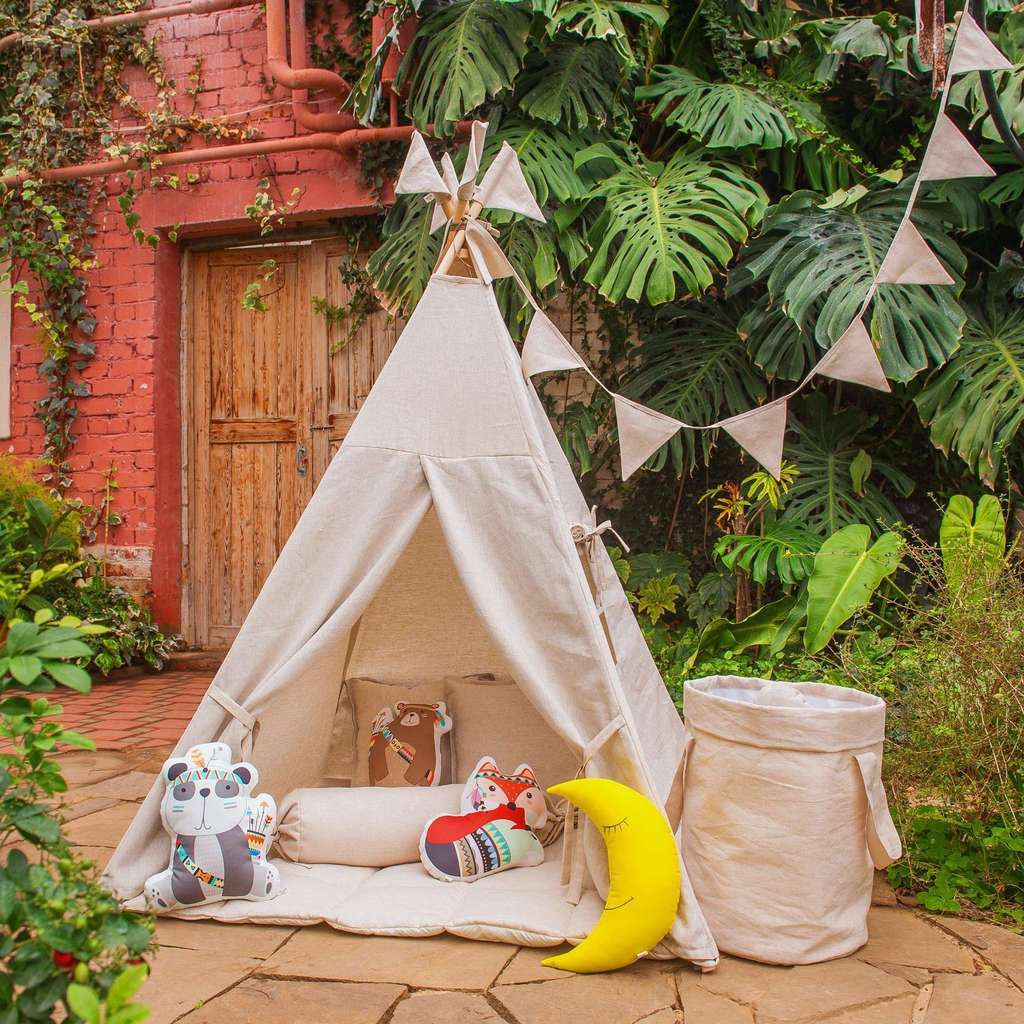 Вигвам льняной "Бежево-серый"