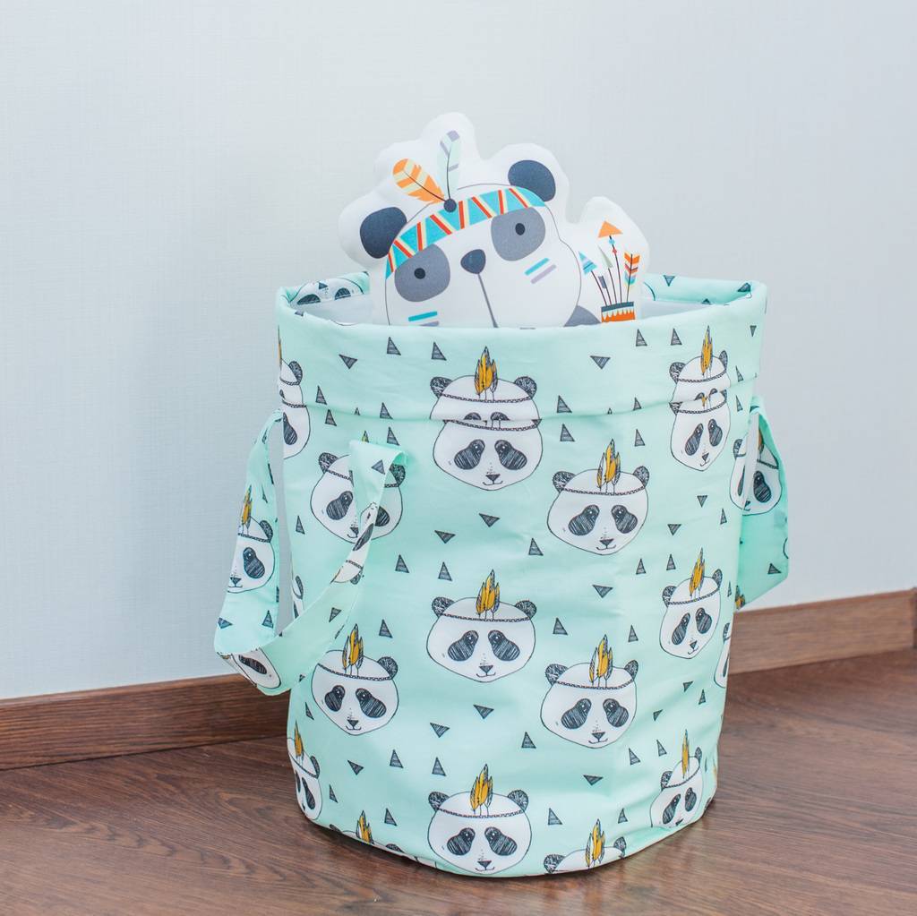 Корзина с ручками "Мятные панды"