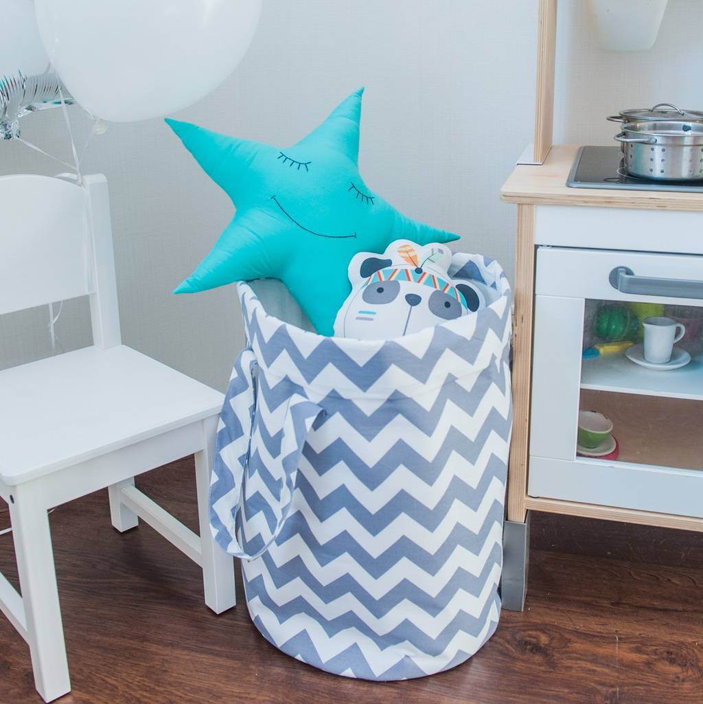 Корзина с ручками "Серый зигзаг"