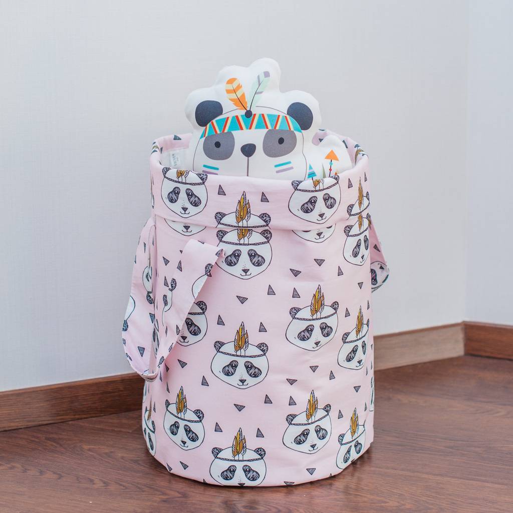 Корзина с ручками "Розовые панды"