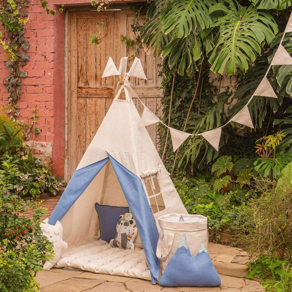 Вигвам льняной "Бежево-серый" (лазурь)