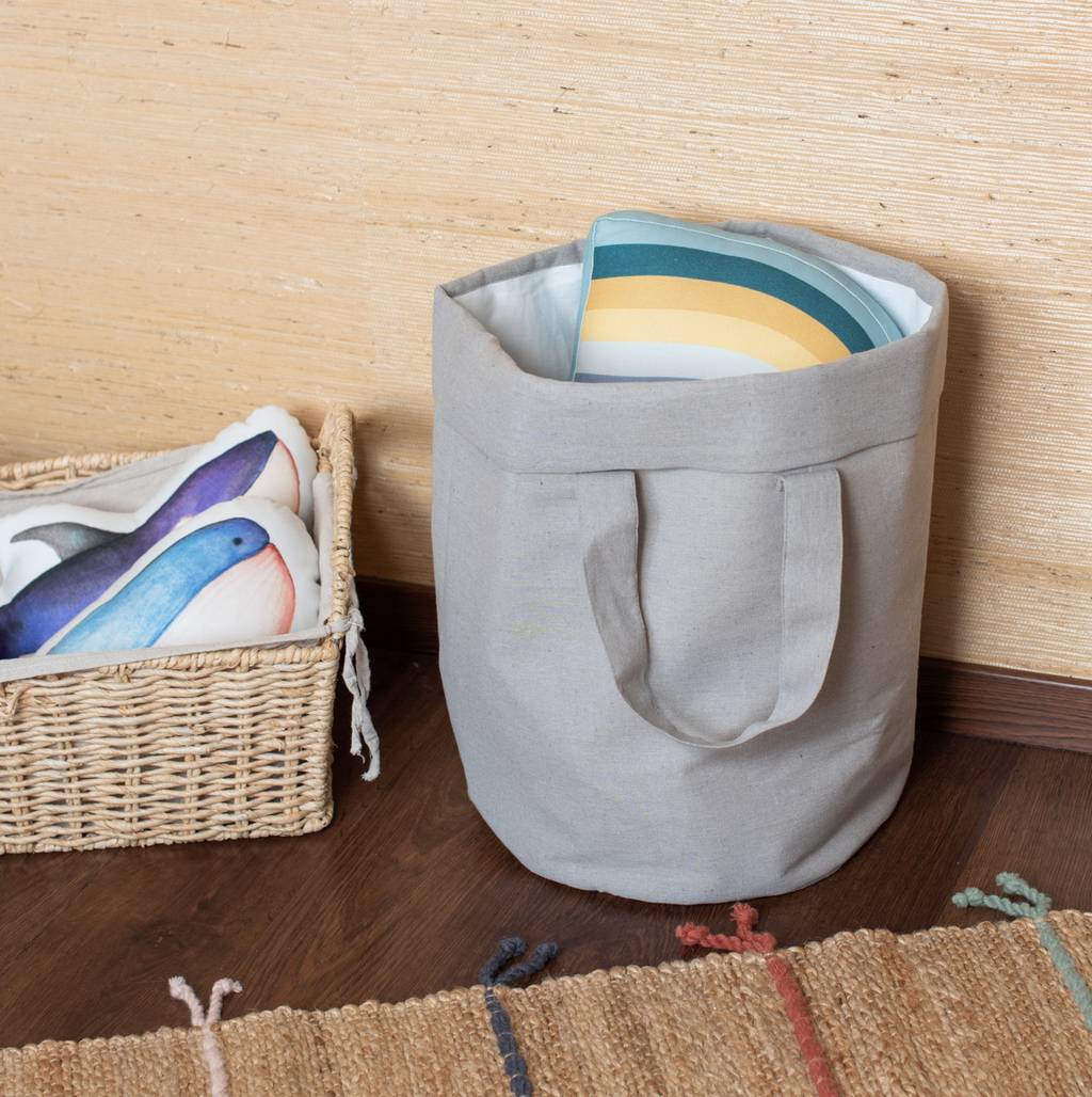 Корзина с ручками льняная "Light Grey"