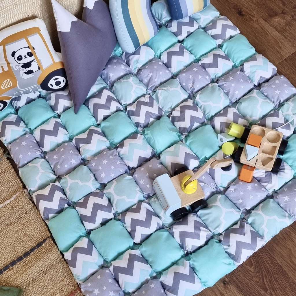 Игровой коврик-бомбон "Мятно-серый" 110*110см/130*130см