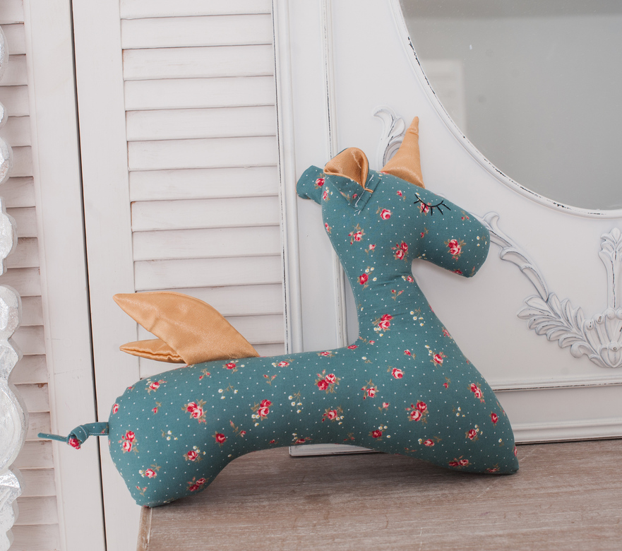 Игрушка "Единорог" бирюзовые цветы