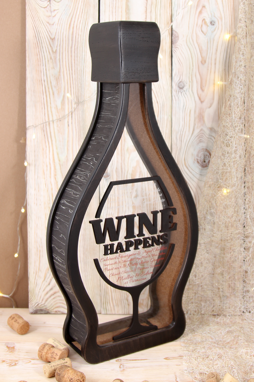 КОПИЛКА ДЛЯ ВИННЫХ ПРОБОК ЧЁРНАЯ 27х61х10 см