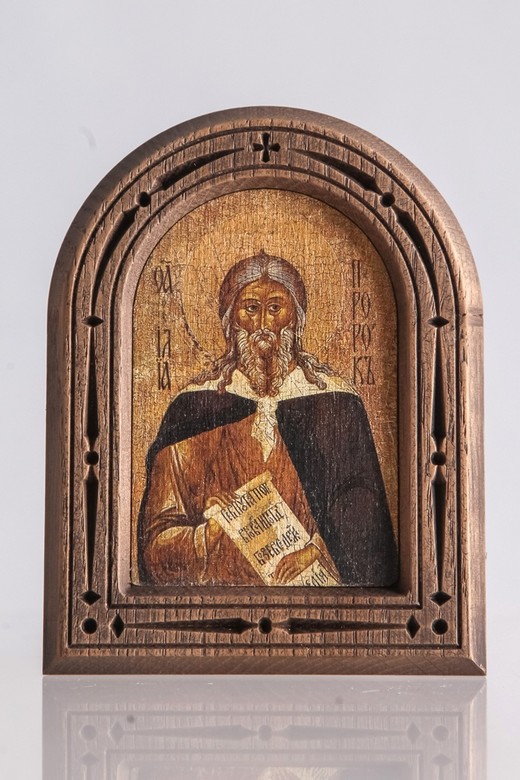 Илия пророк. Настольная икона в раме.