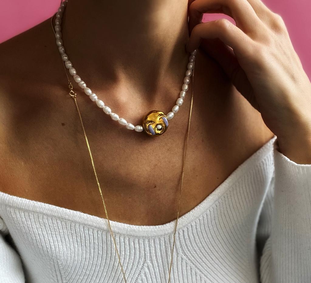 Чокер-перевертыш из натурального жемчуга Emoji