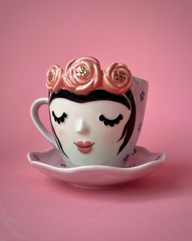 Чашка с блюдцем Фрида лиловая