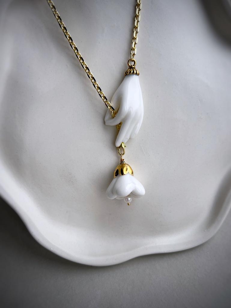 Колье ладошка + цветок