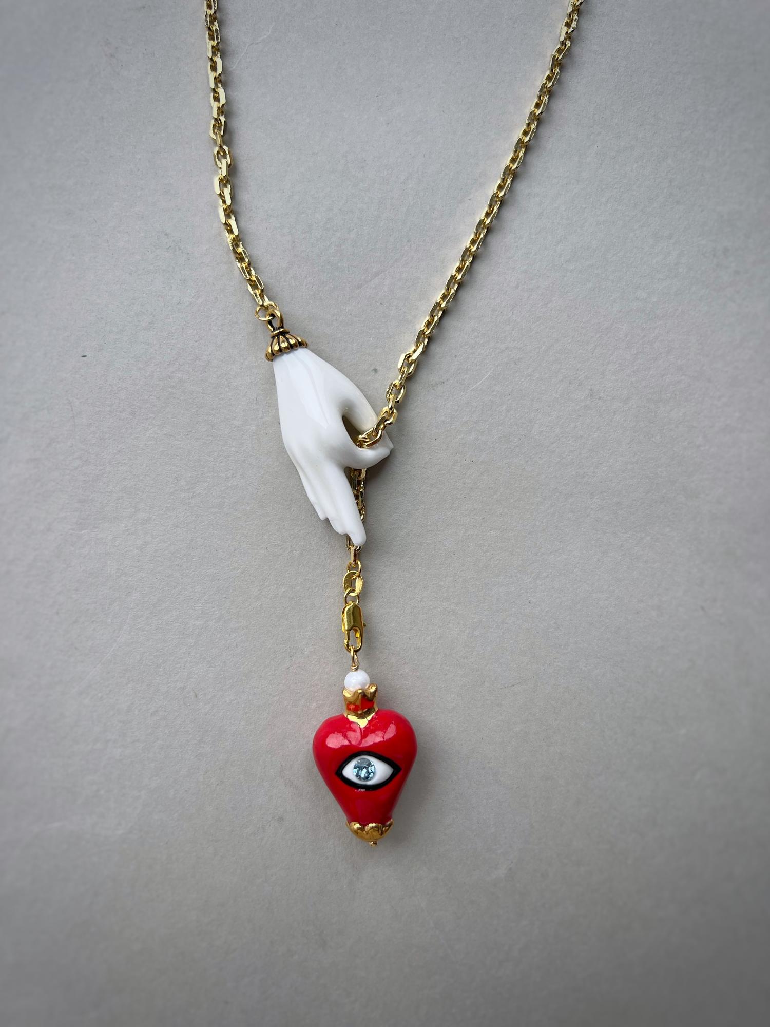 Колье ладошка + сердце