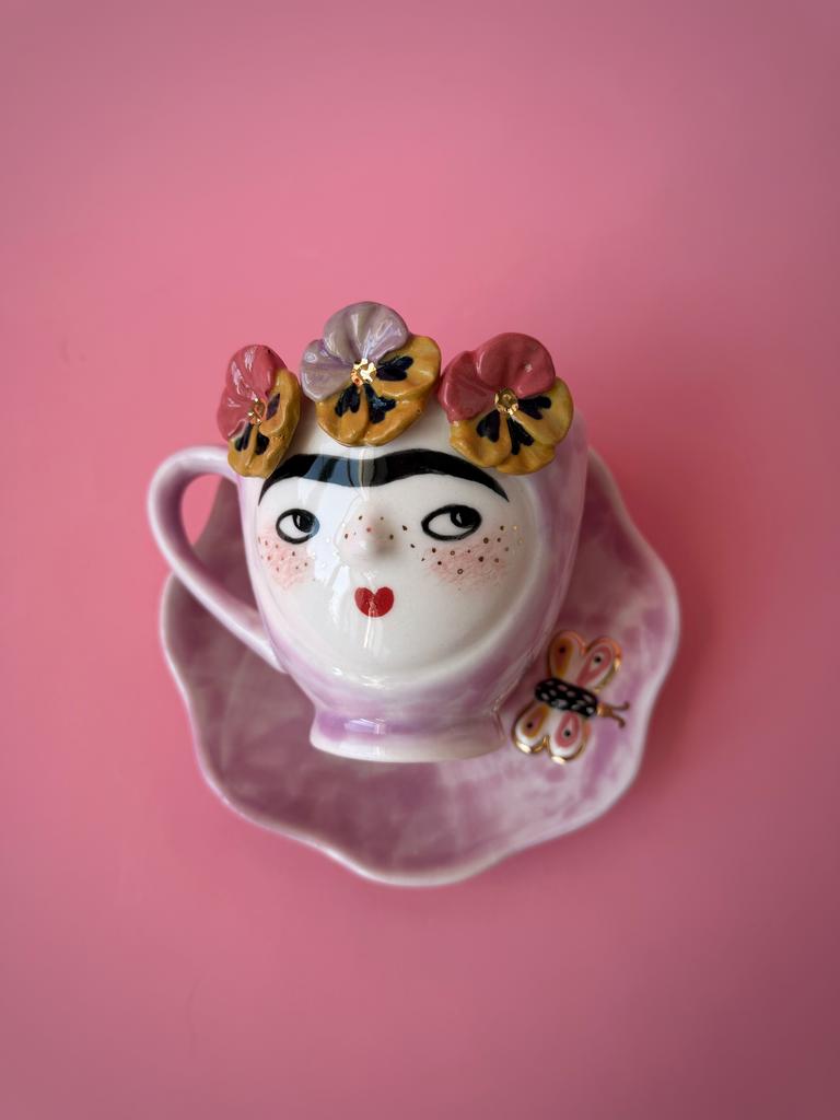 Чашка с блюдцем - Анютины глазки