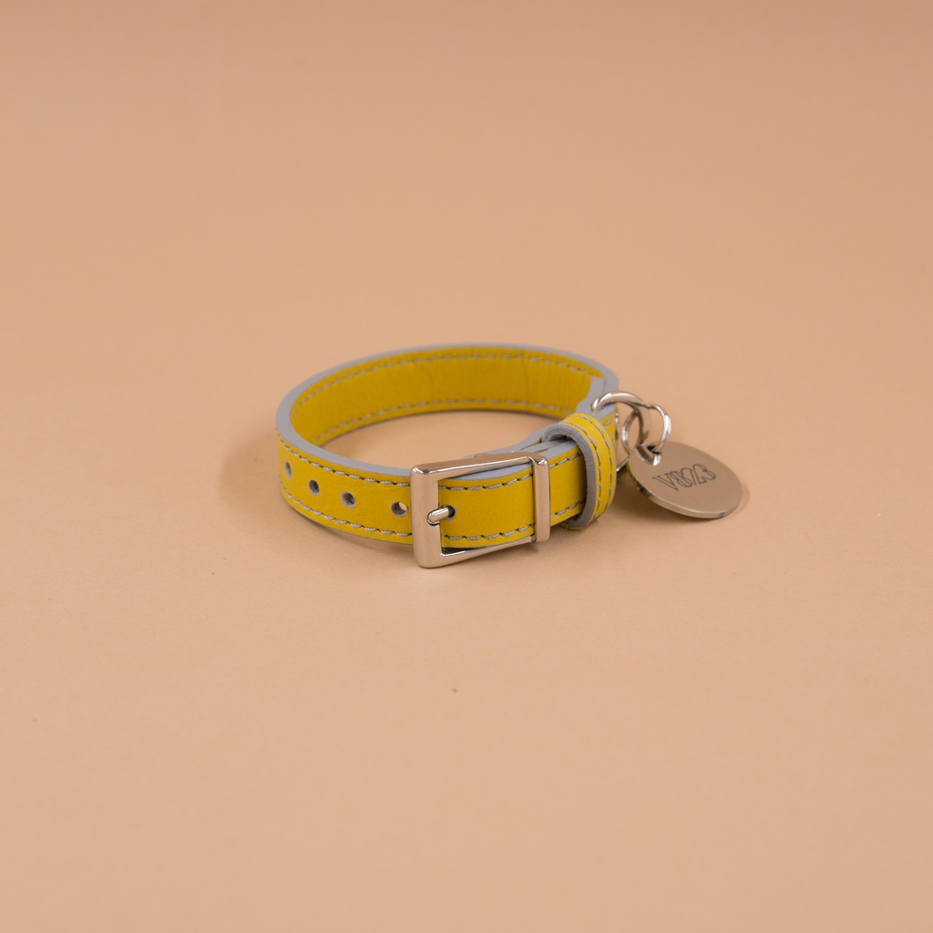 Ошейник кожаный V823 желтый Duchessa