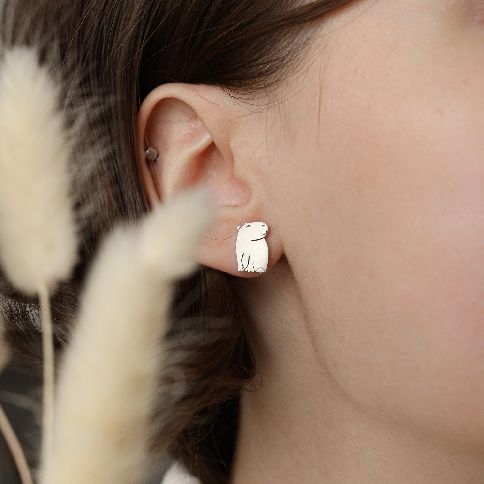 Капибары серьги пусеты