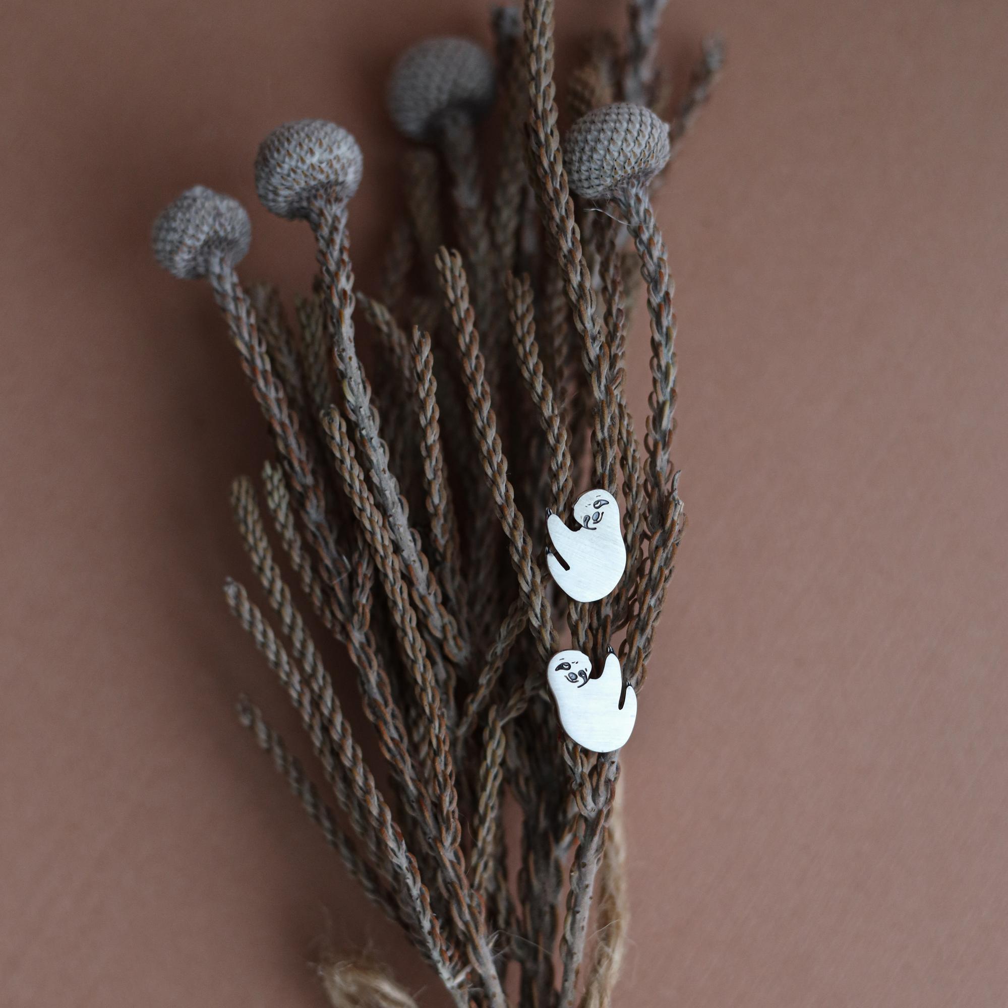 Ленивцы серьги пусеты