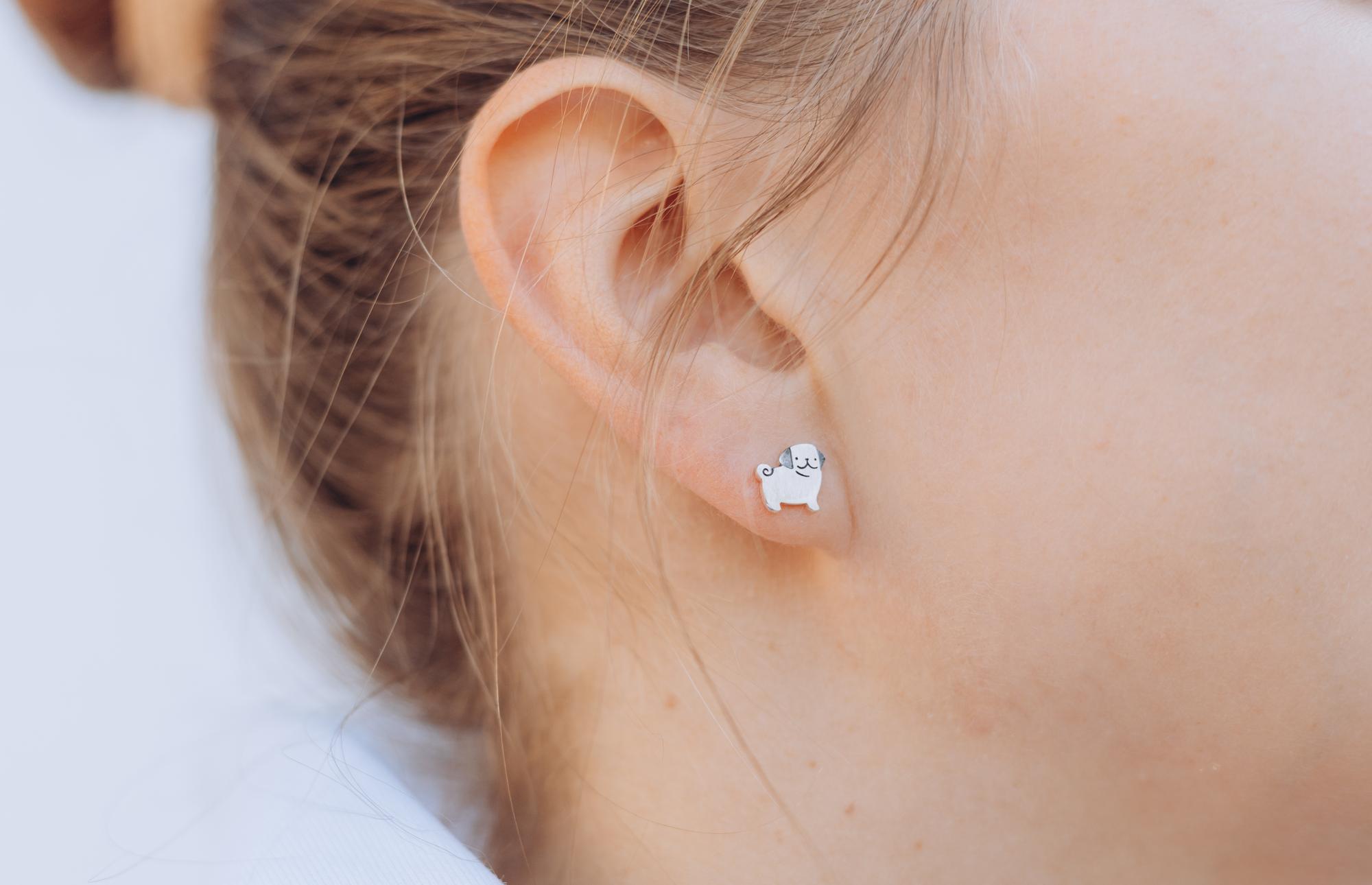 Мопсы серьги пусеты