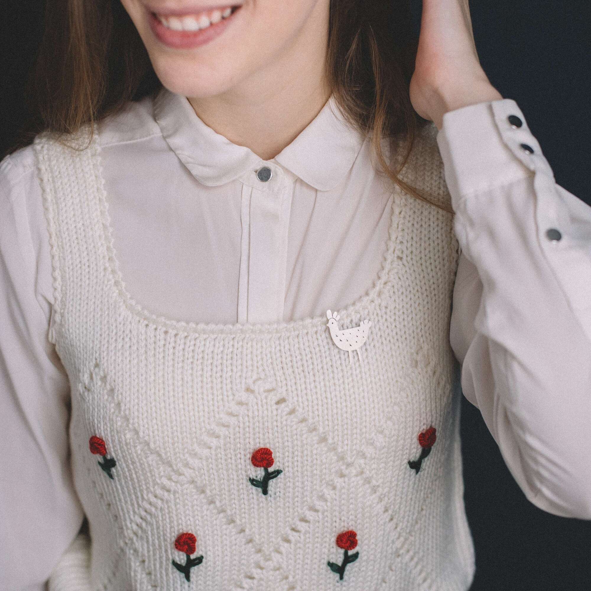 Курочка брошь