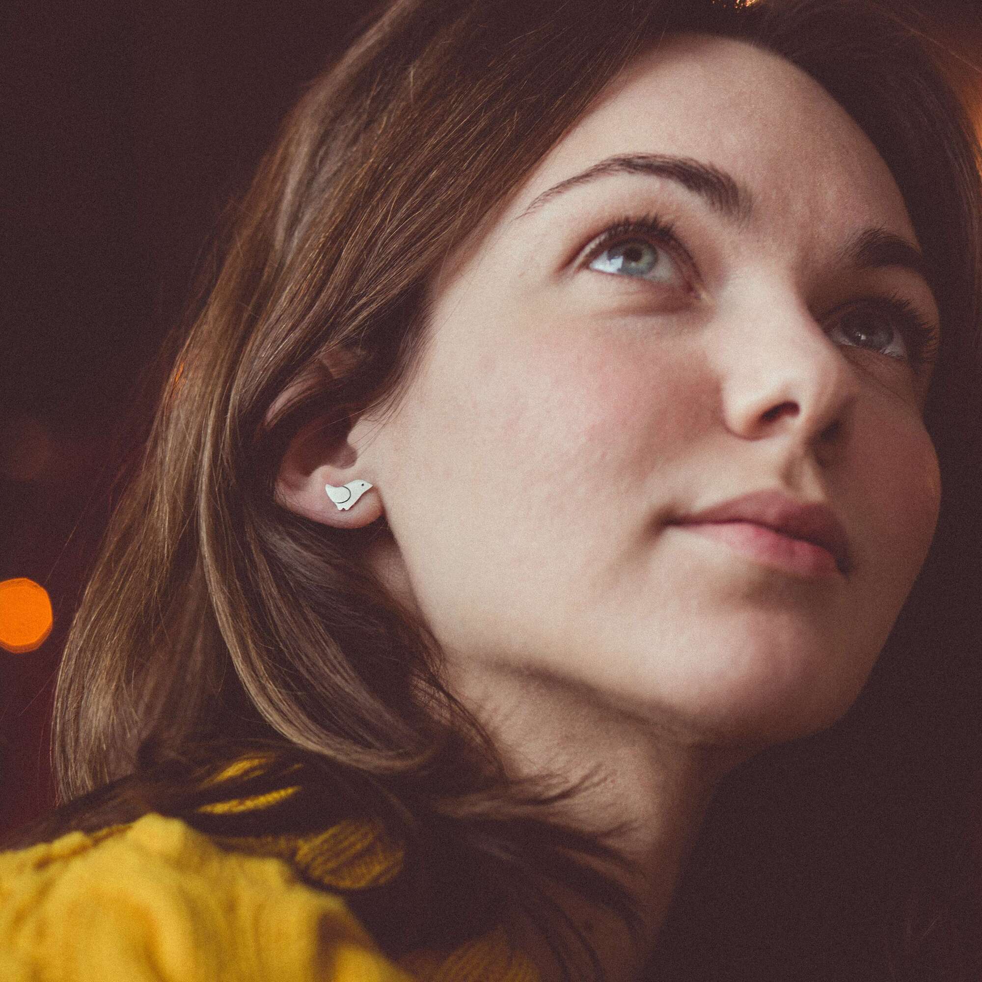 Птички серьги пусеты