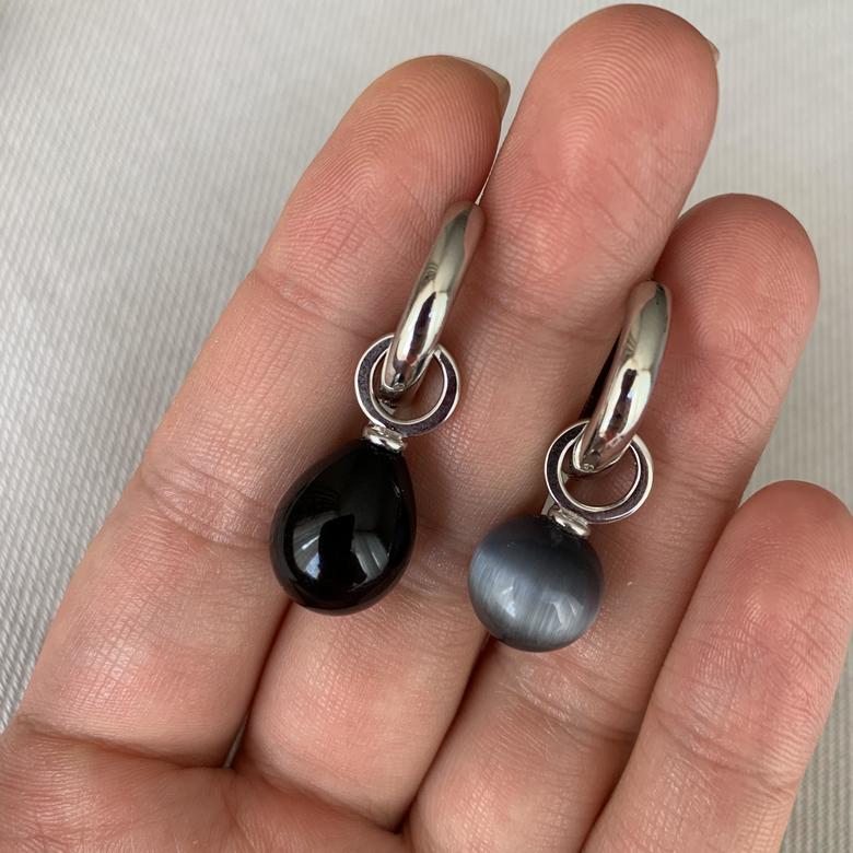 Серьги Ring silver 19 мм с подвесками