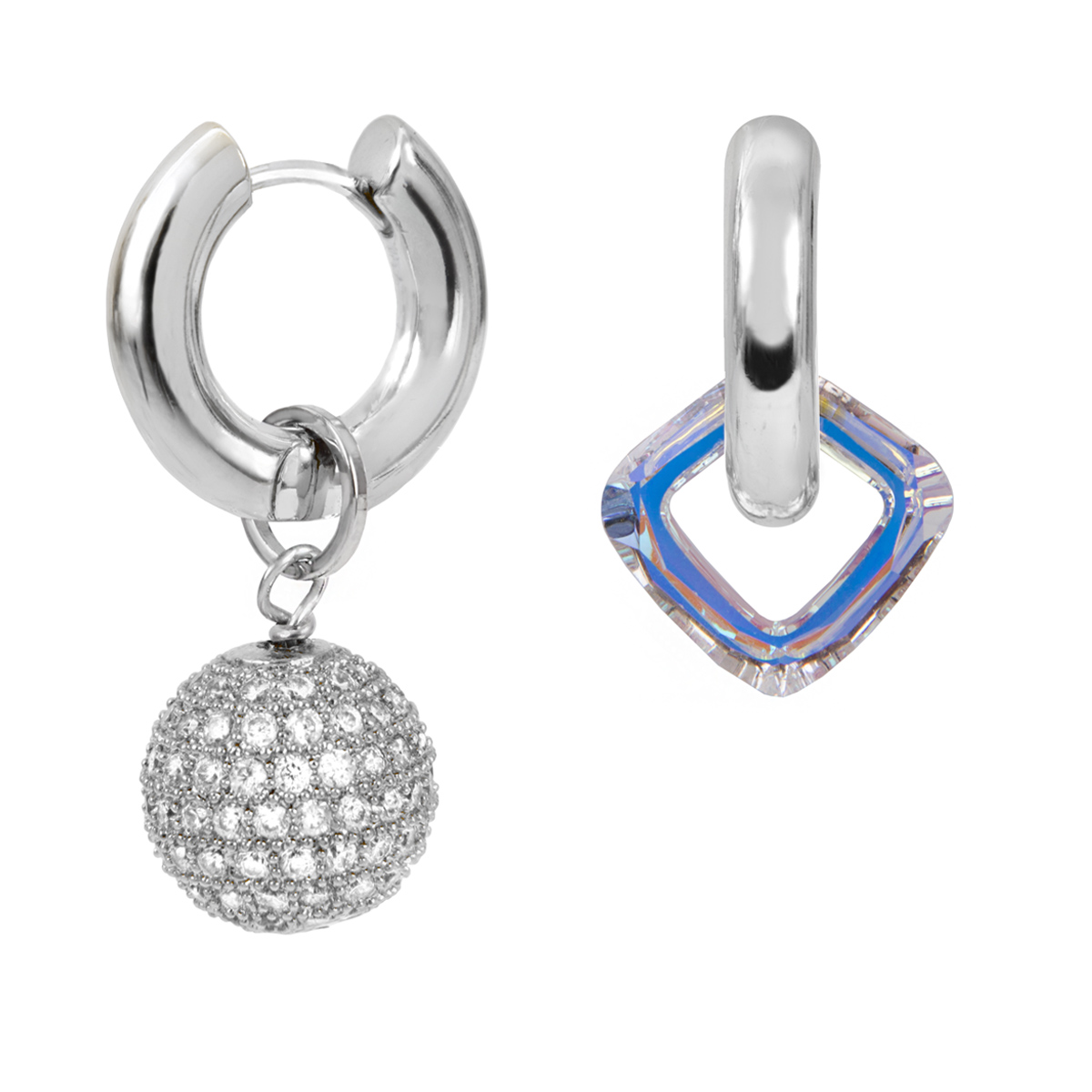 Серьги Base 20мм со Swarovski "Cristal White"