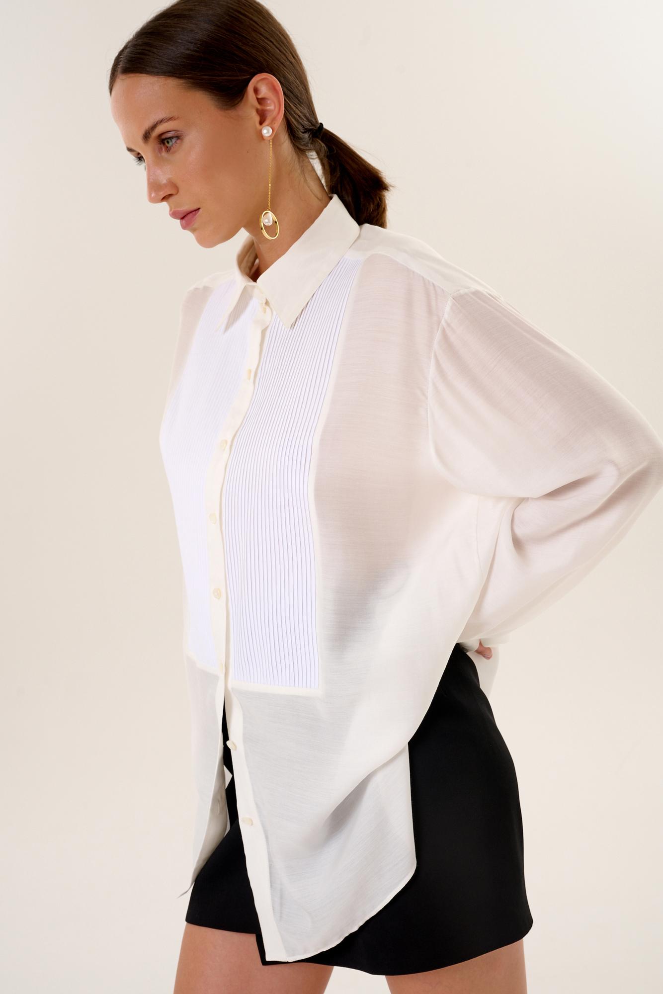 Рубашка с манишкой из хлопка с шелком