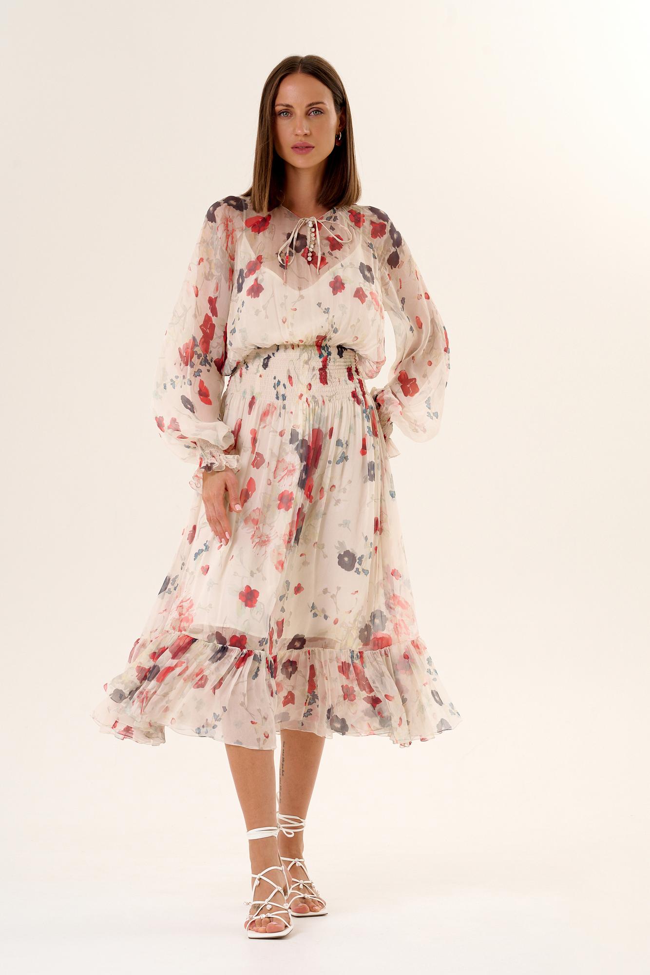 Платье из шифона с цветочным принтом