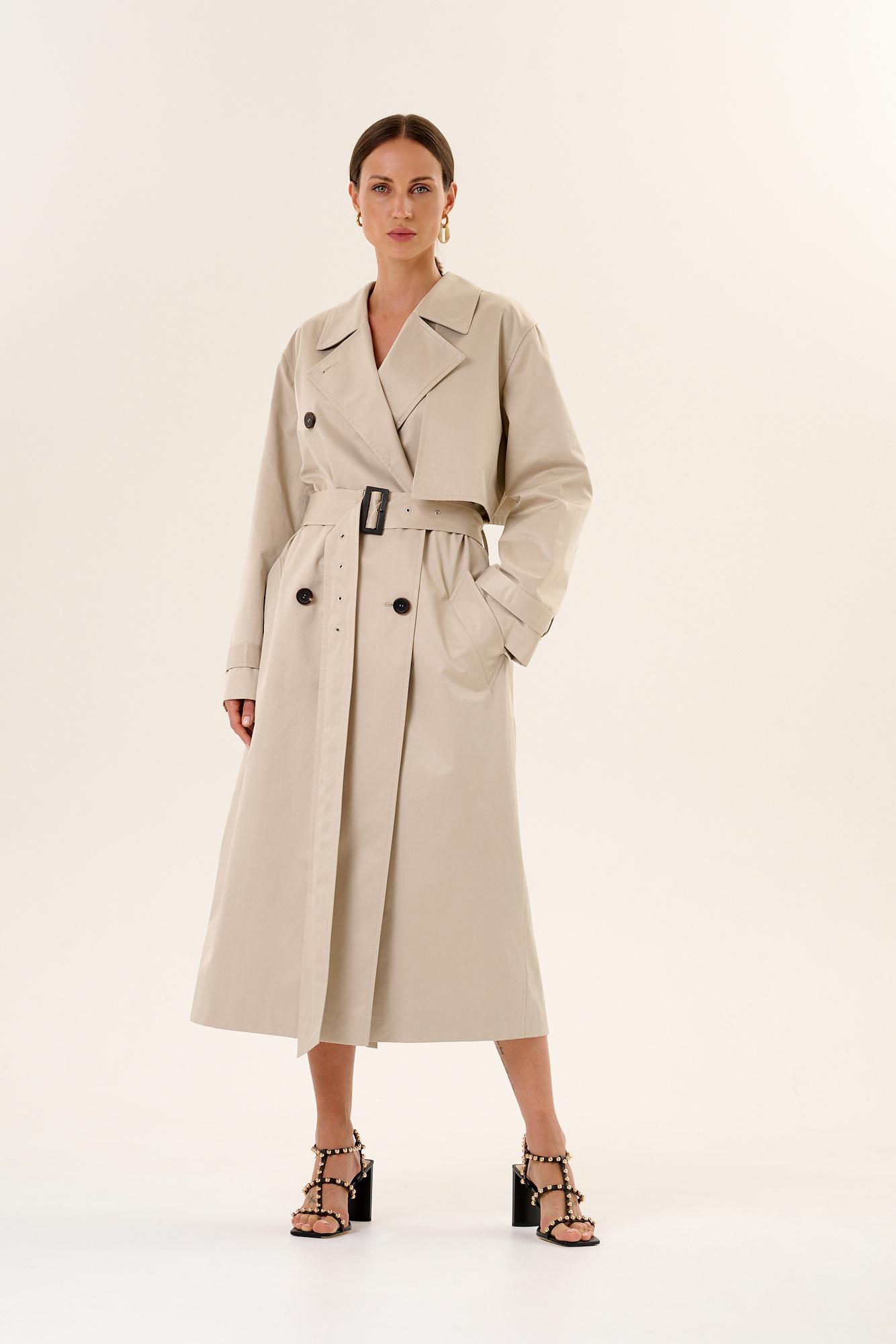 Тренч двубортный хлопковый, на подкладке