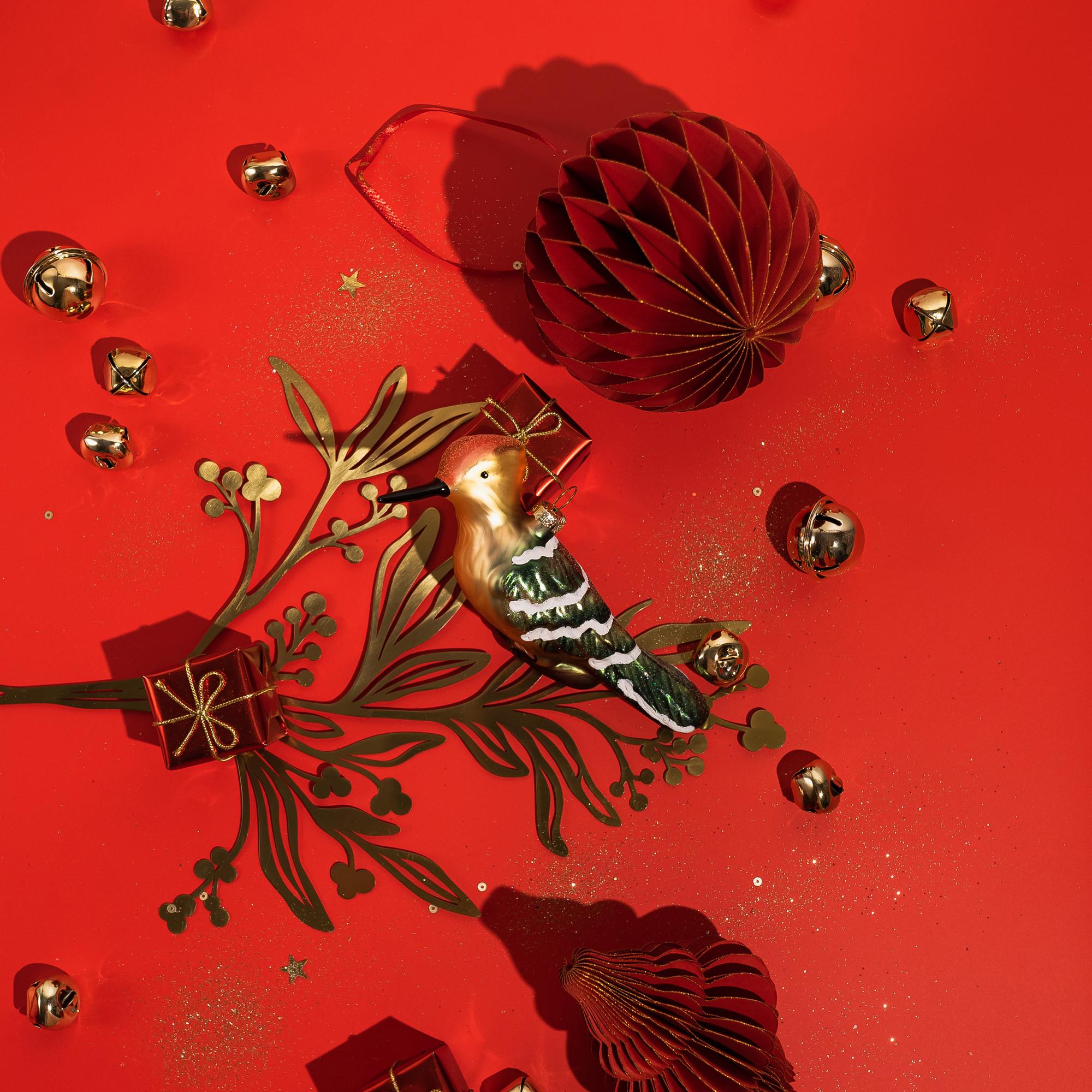 Стеклянная елочная игрушка "Дятел"