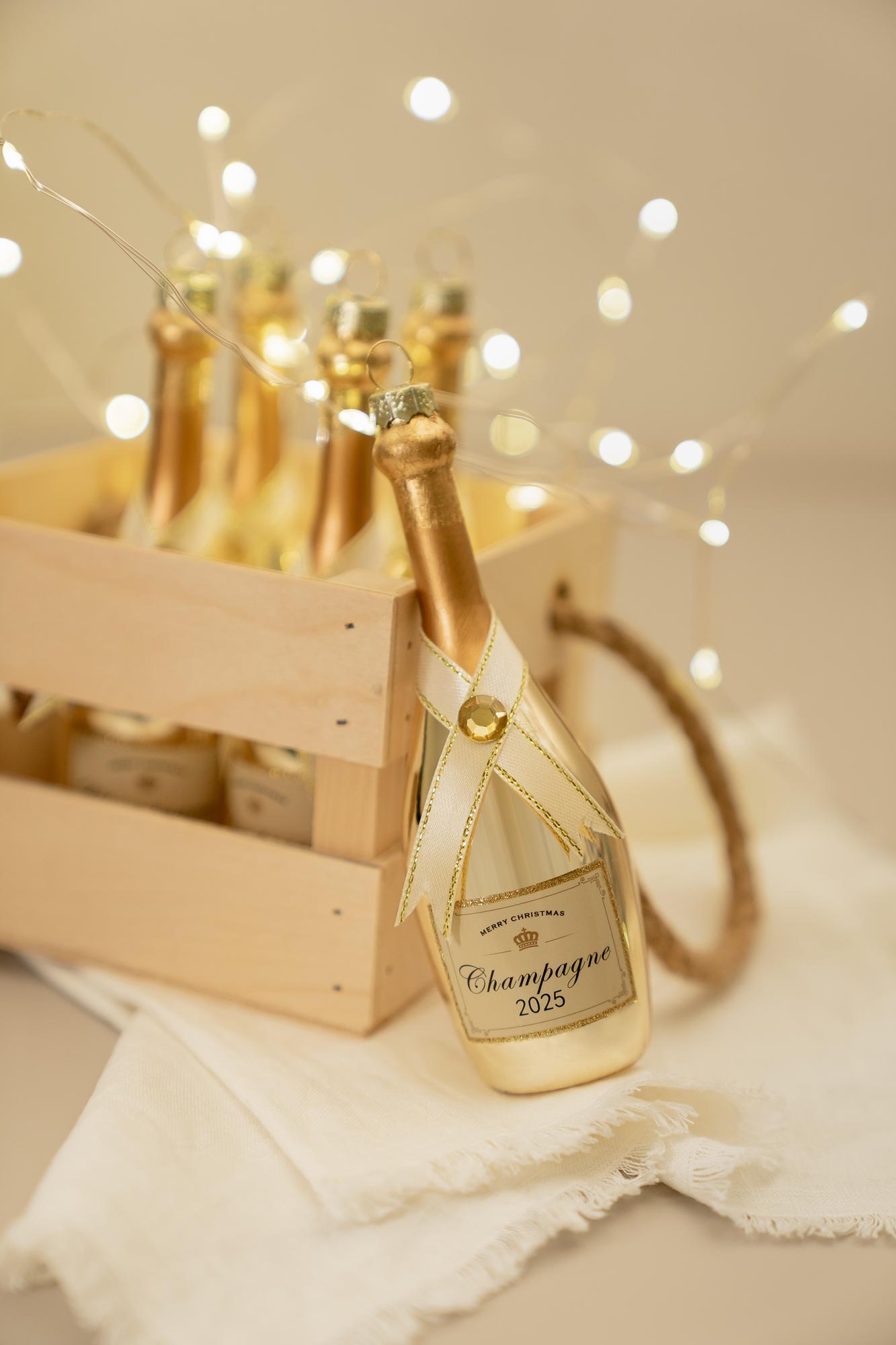 Елочная игрушка "Золотое шампанское"