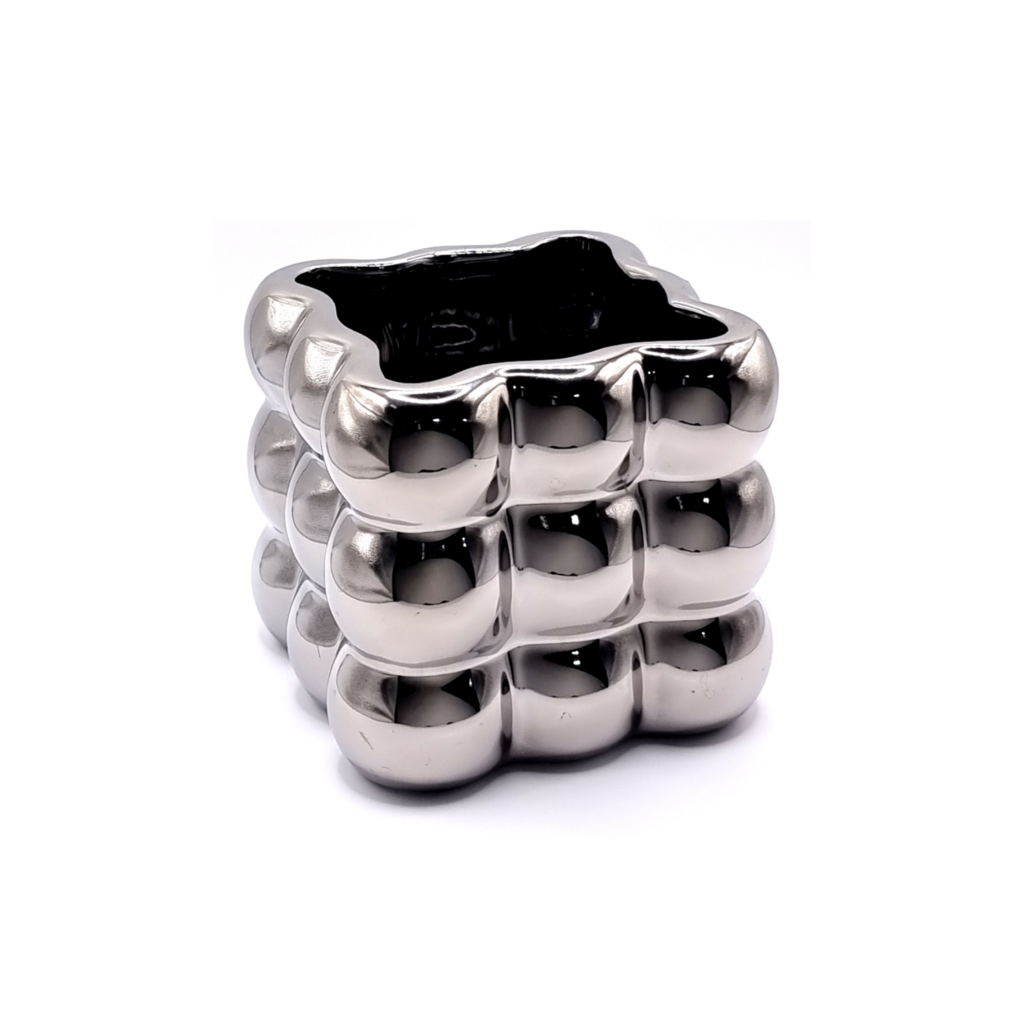 Кашпо-ваза Люмьер серебро 10х10 см