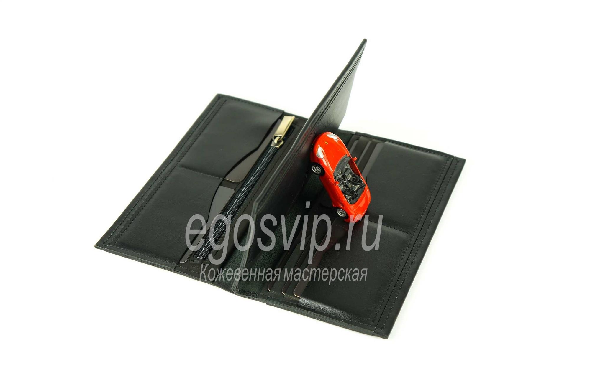 Портмоне кожаное 21 карман / модель 83 / черный