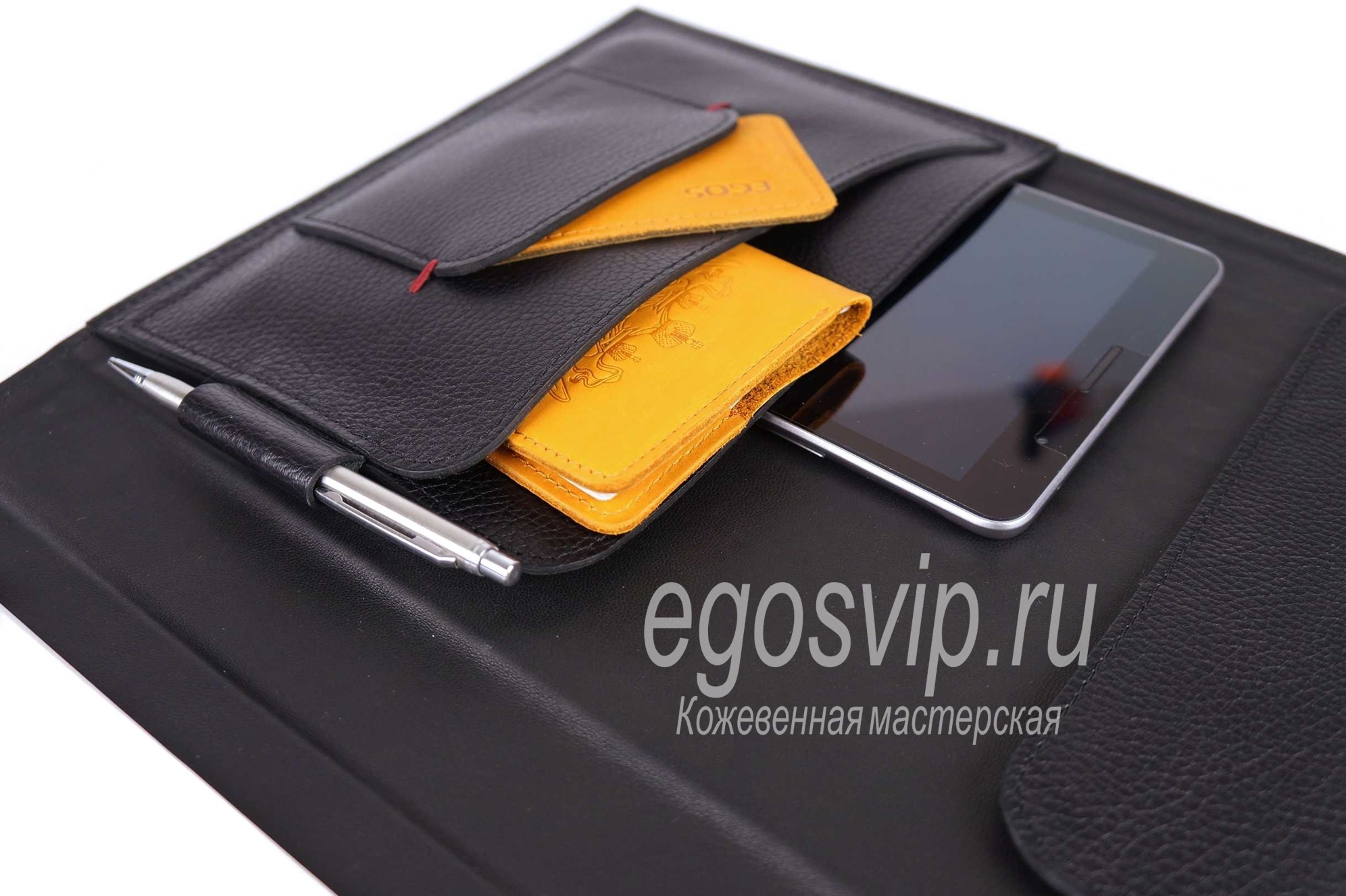 Кожаная папка для документов / мод. 95 черная/EGOS