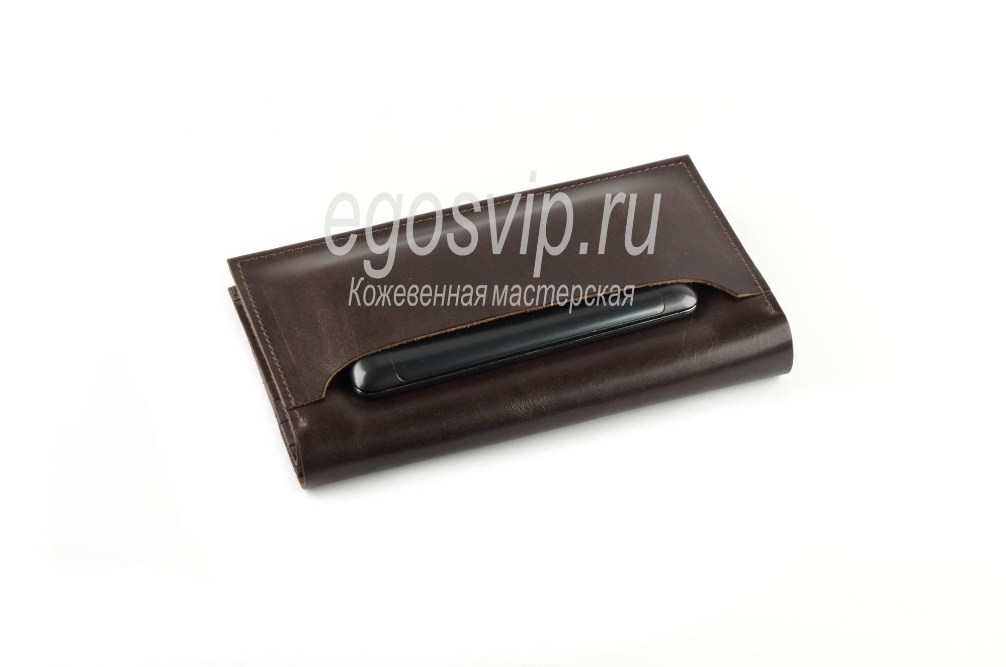 Кожаное тройное портмоне 21 карман / для денег, карт и документов / модель 83 коричневый