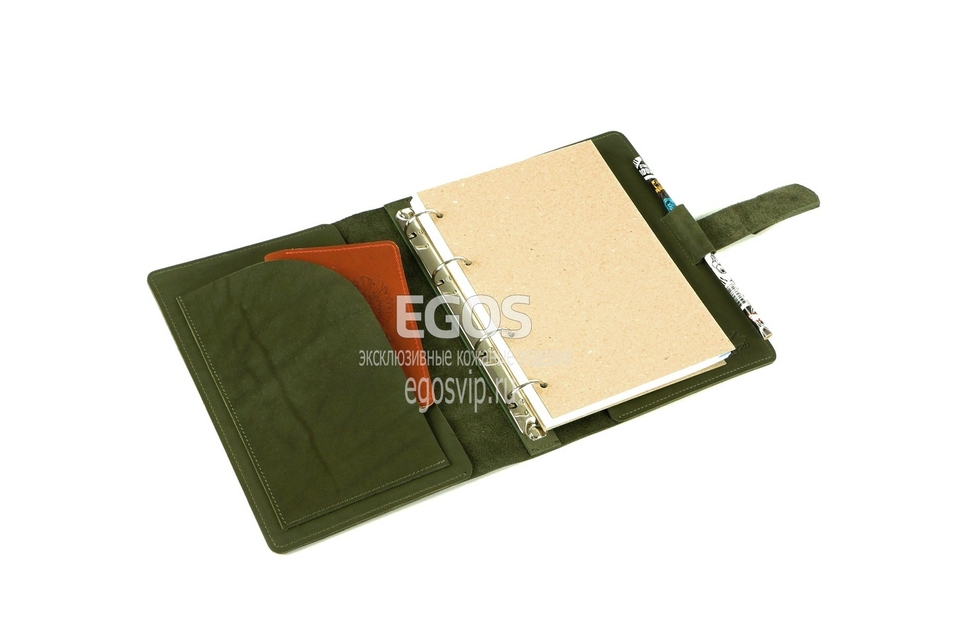 Блокнот кожаный а5 EGOS зеленая натуральная кожа