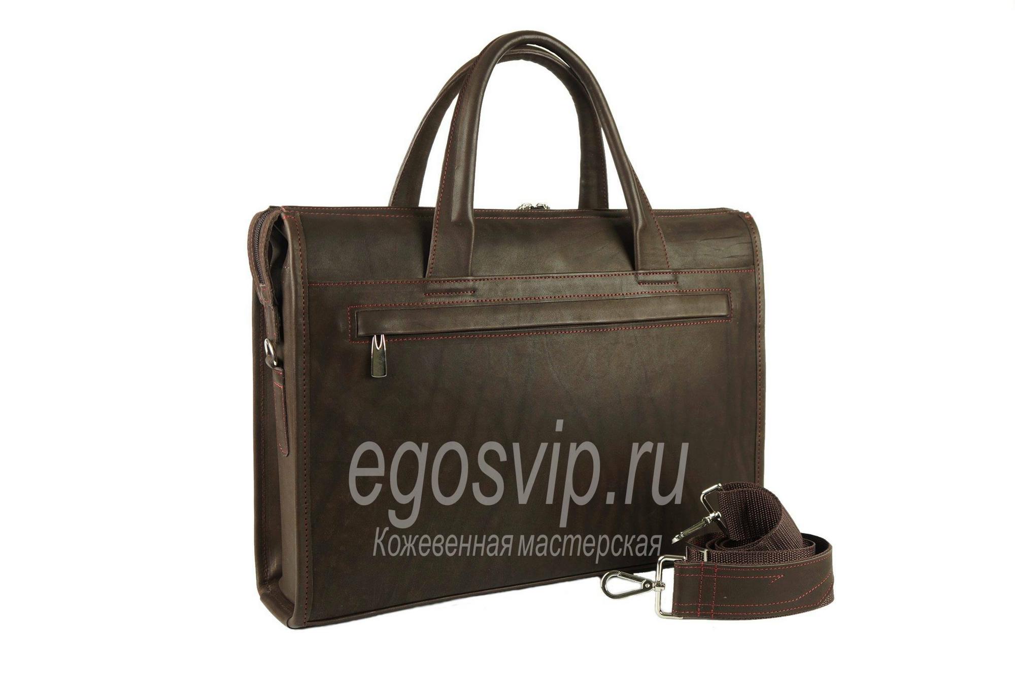 Кожаная сумка для ноутбука/ модель 73-01 коричневая