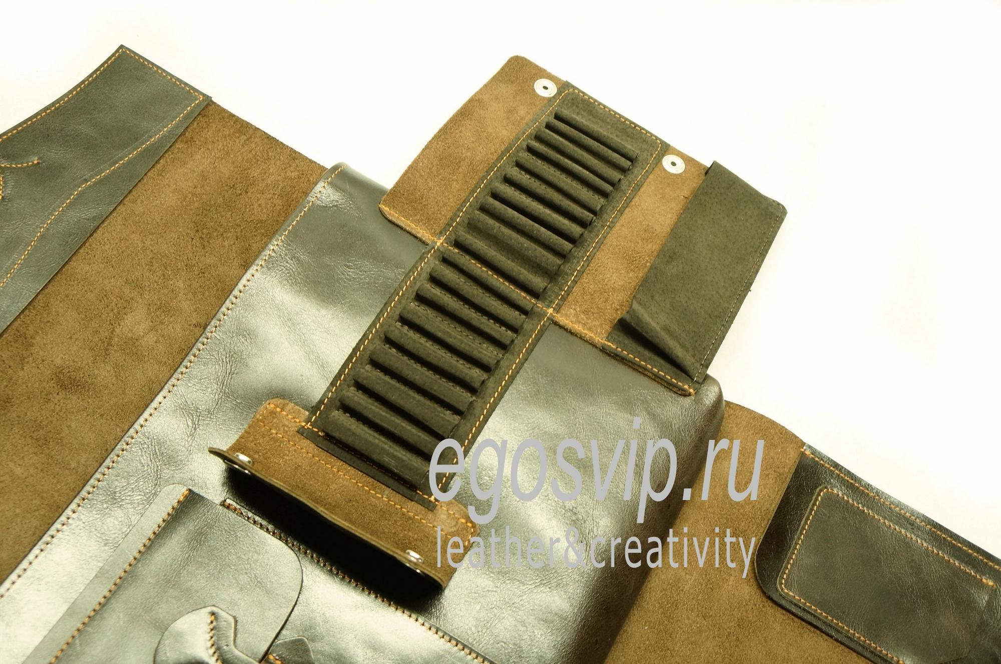 Кожаная папка-органайзер с пеналом внутри / модель 92-04 коричневый