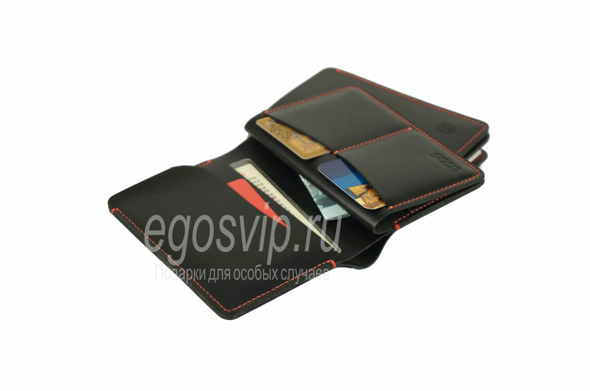 Портмоне для денег, документов и обложкой для паспорта / модель 36 черный