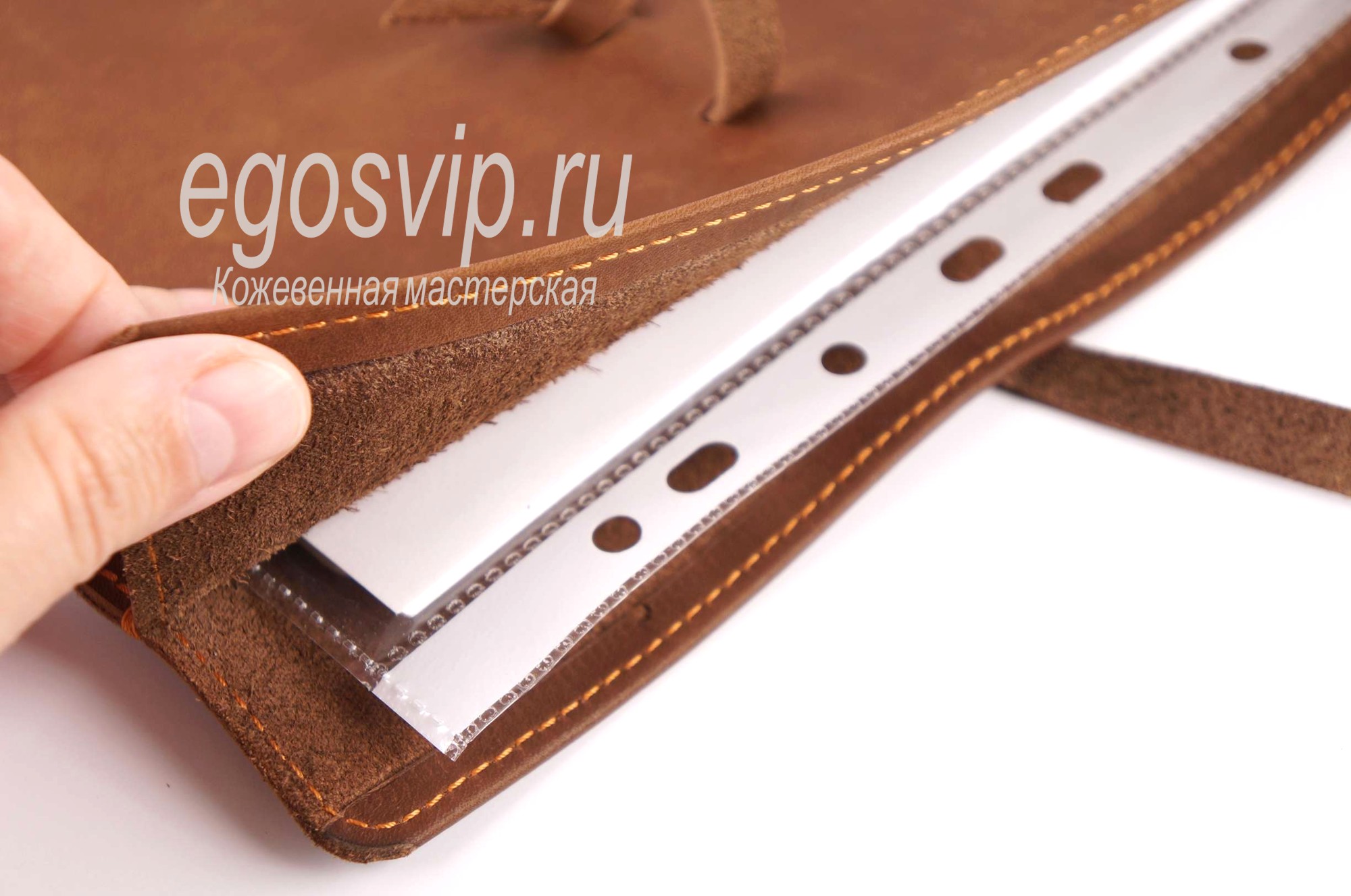 Кожаная папка уголок с ручками  / модель 90-03